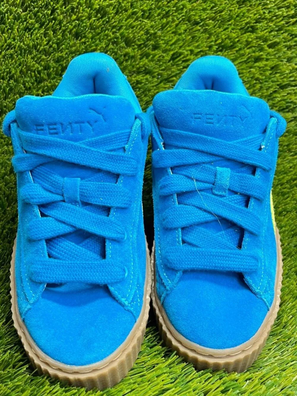 Puma x Fenty Creeper Phatty Girls Size 6Y Blue Green Gum Athletic Shoes Sneakers